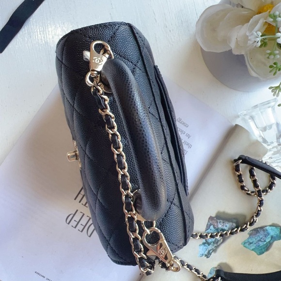 Chanel Mini Flap Bag With Top Handle Caviar & Gold-Tone Metal Black - Picture 4 of 12